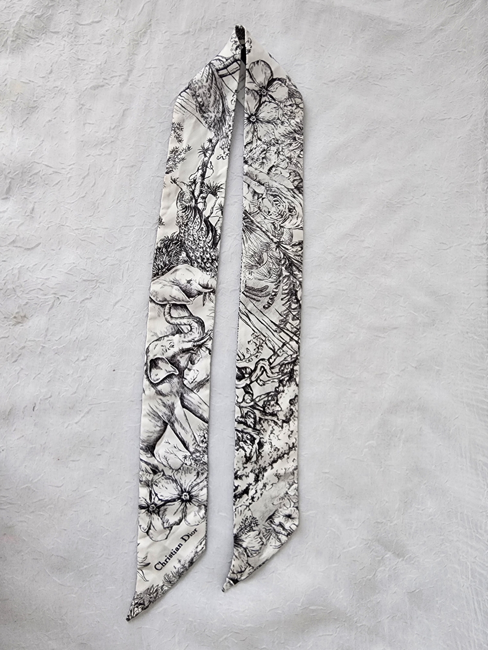 Auth Dior Mitzah Jungle Toile Silk Twilly Scarf - Picture 3 of 10